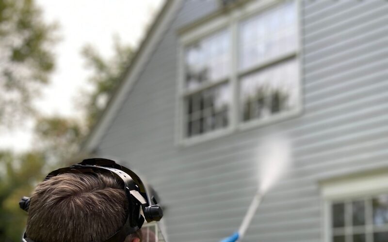 Soft washing house siding